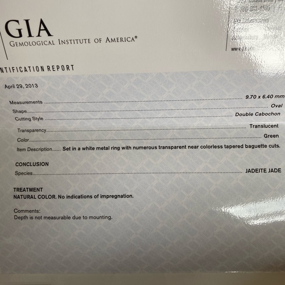 GIA CERTIFIED Jadeite Jade Cabochon Ring - Picture 8 of 9